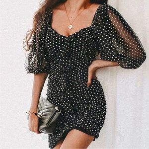 Zara Ruched Chiffon Polka Dot Size S